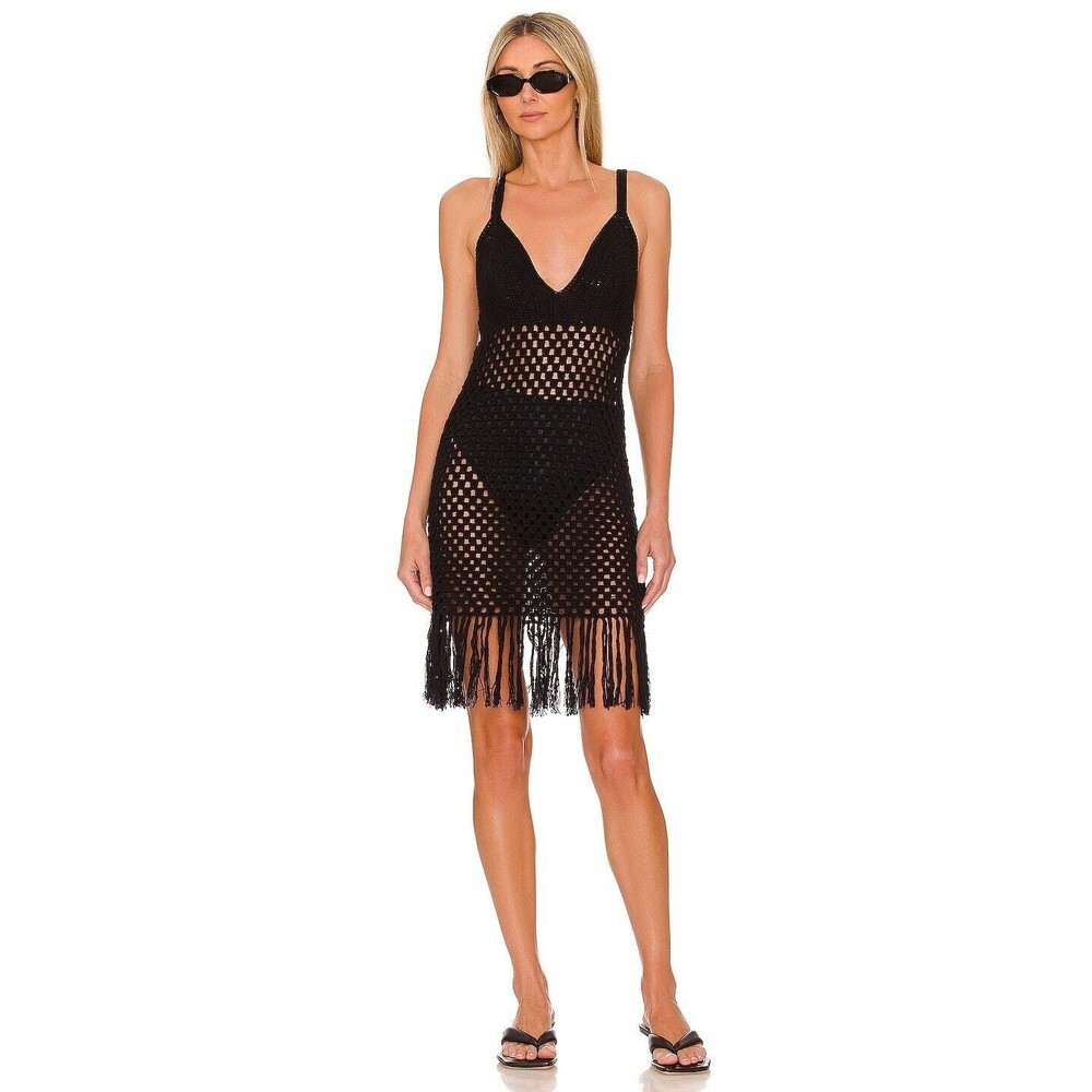 L’academie Persis Crochet Coverup Black Dress Small‎  NWT